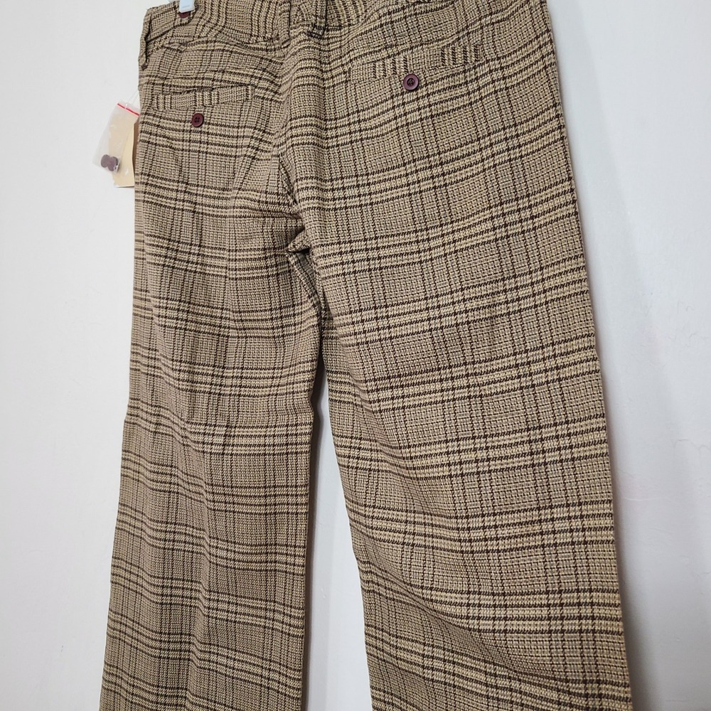 Brown Plaid Wide Leg Pants 11 70s Dark Academia Preppy Old Money Espresso Girl - Picture 7 of 10